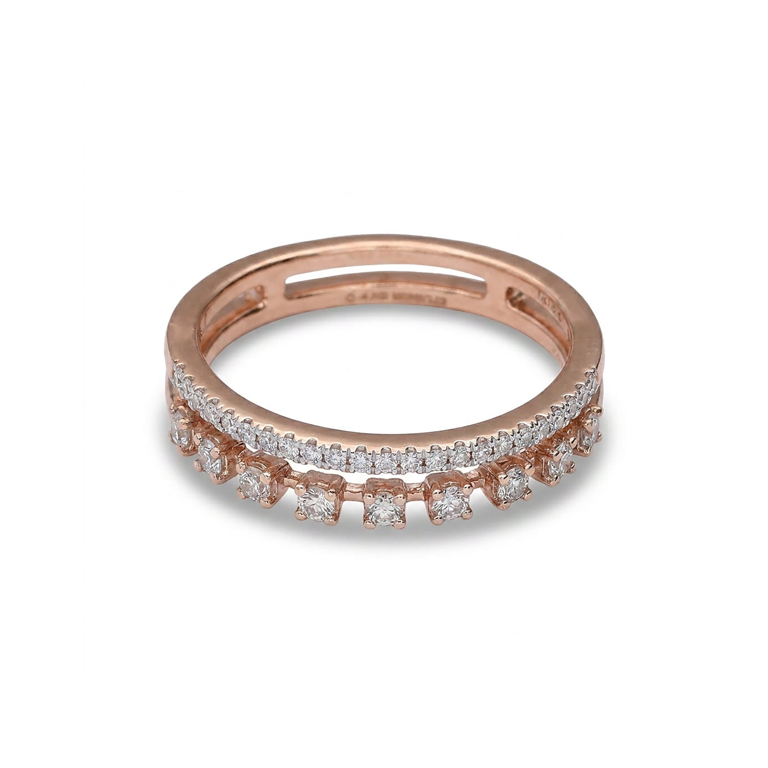 Rosy Whisper Band Rose Gold & Diamond Ring