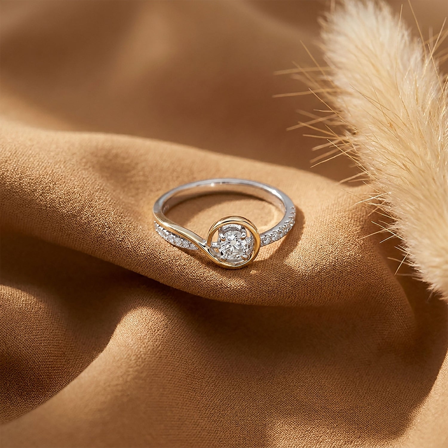 Nova Sparkle Fashion Yellow + White Gold & Diamond Ring