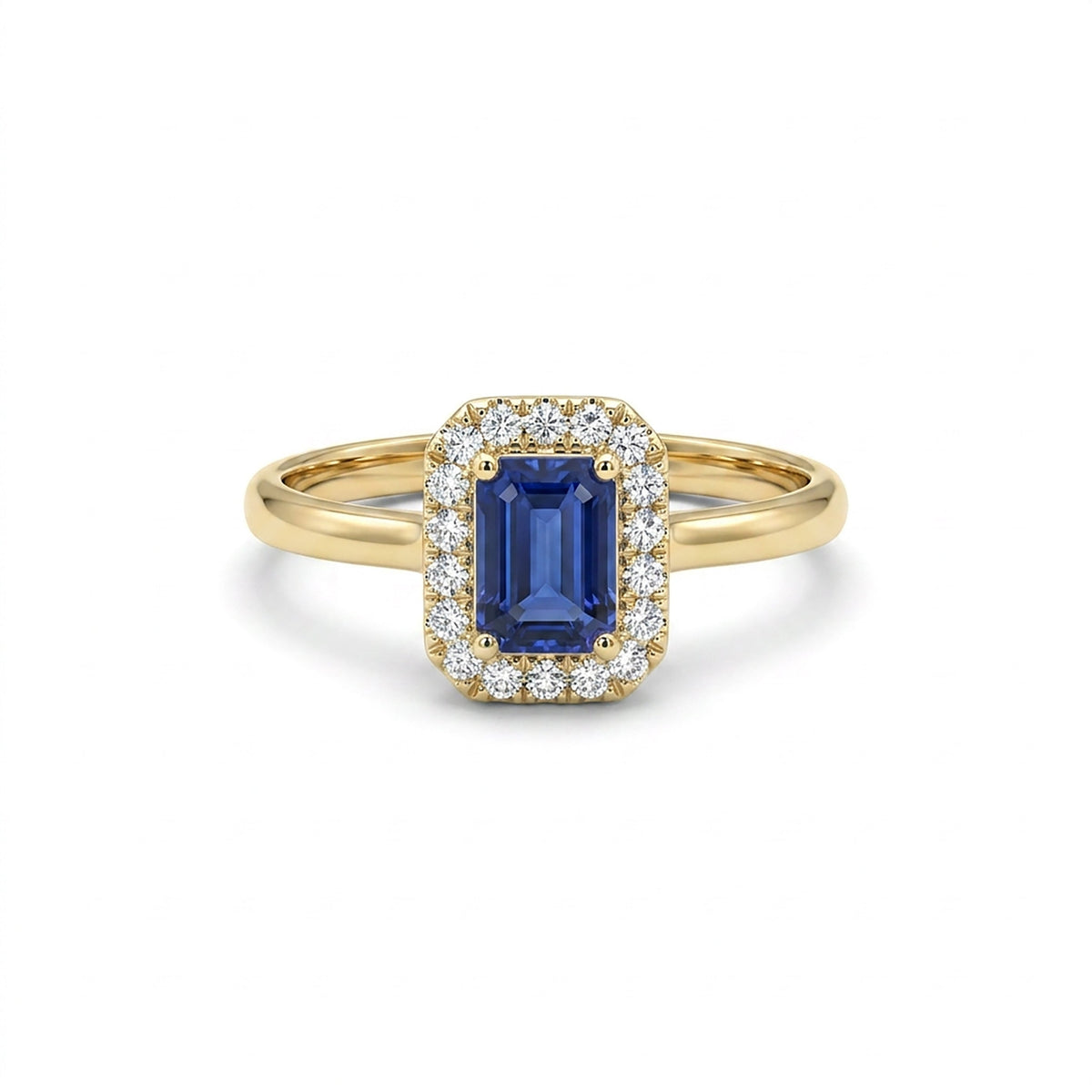 Azure Crystal Engagement Yellow Gold & Diamond Ring