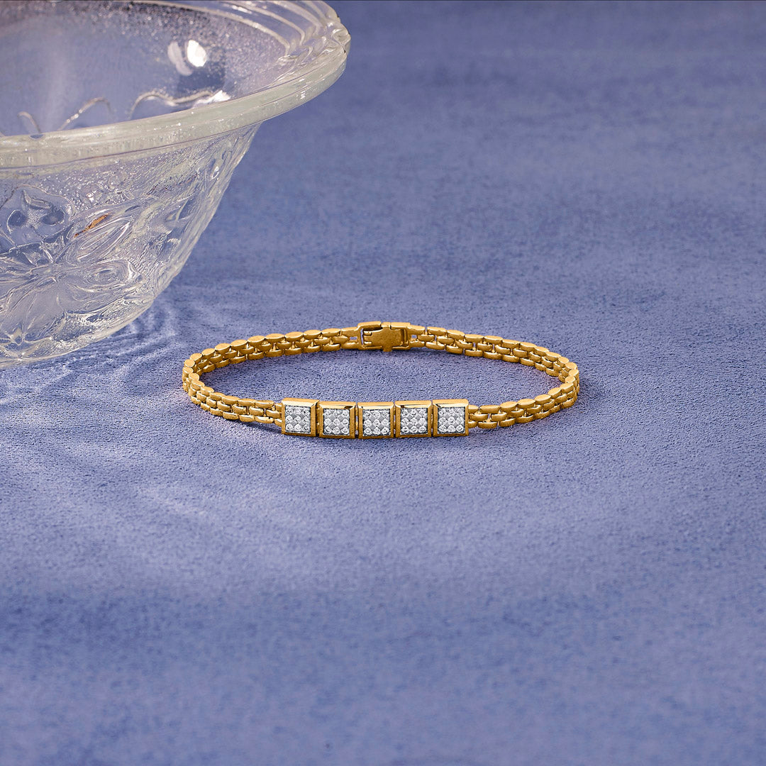 linked squares men's bracelet diamond jewellery