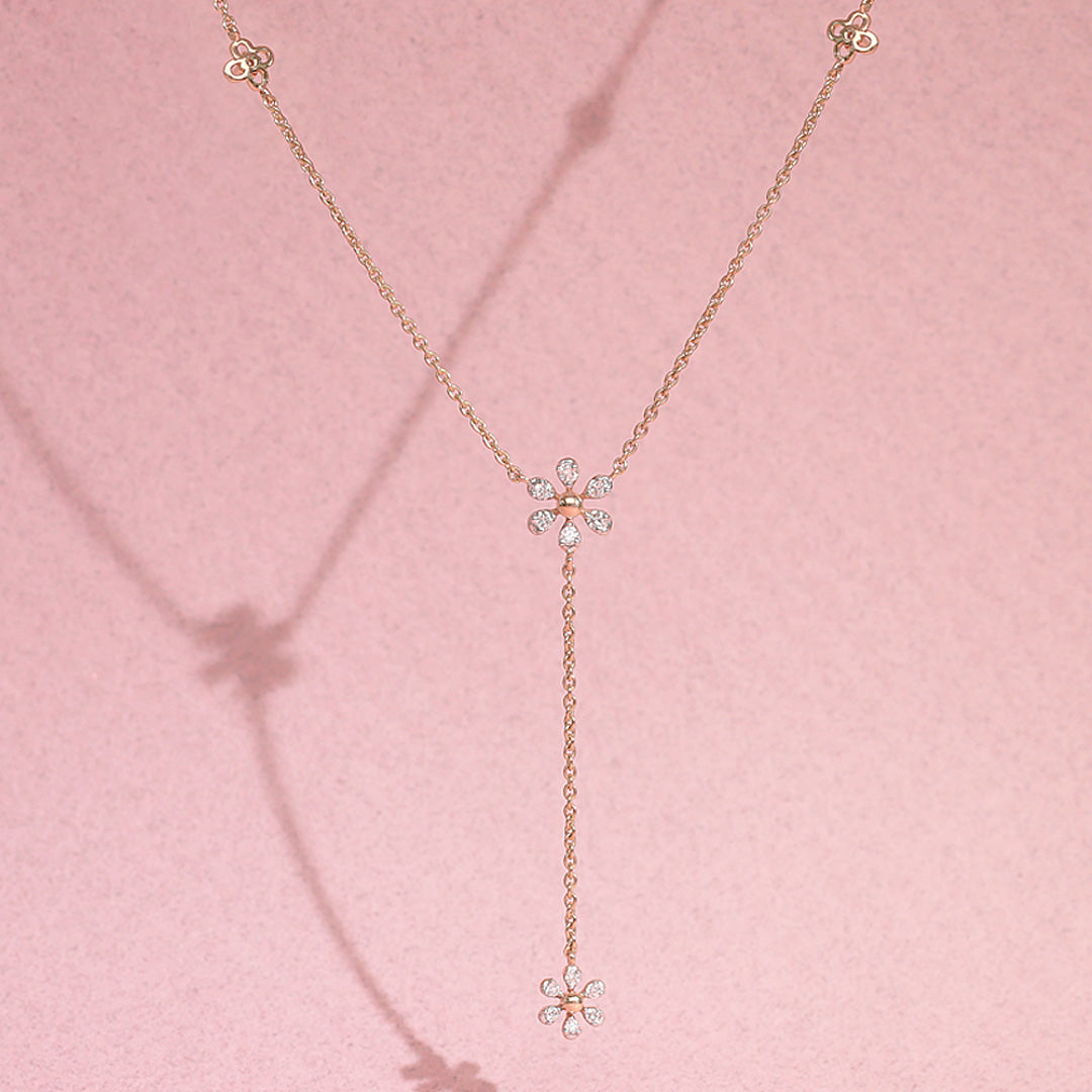 charming flowerfall lariat diamond necklace