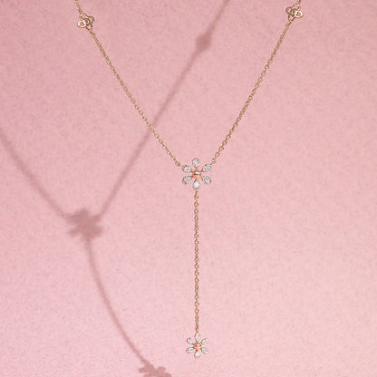 Charming Flowerfall Lariat Diamond Necklace