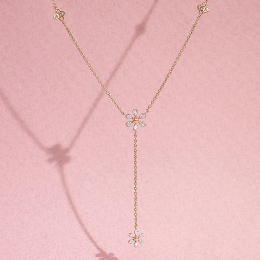 Charming Flowerfall Lariat Diamond Necklace