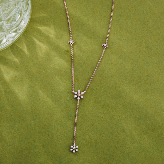 Charming Flowerfall Lariat Diamond Necklace