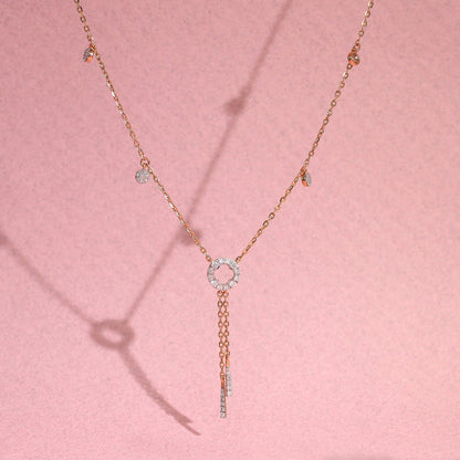 Circlular Cascade Lariat Diamond Necklace