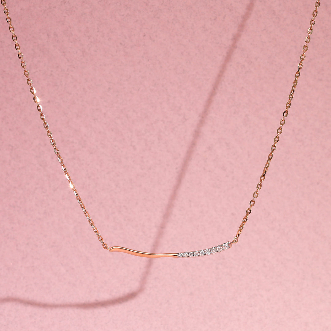 delicate beam modern diamond necklace