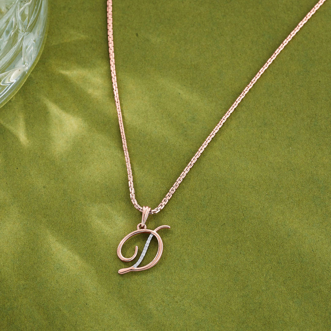 D Letter Alphabet Pendant Diamond Jewellery