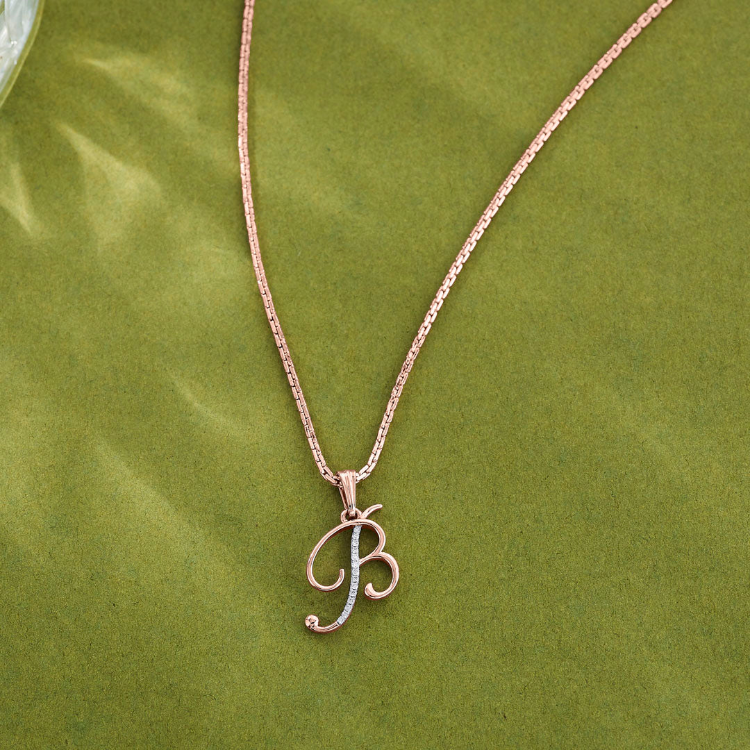 B Letter Alphabet Pendant Diamond Jewellery