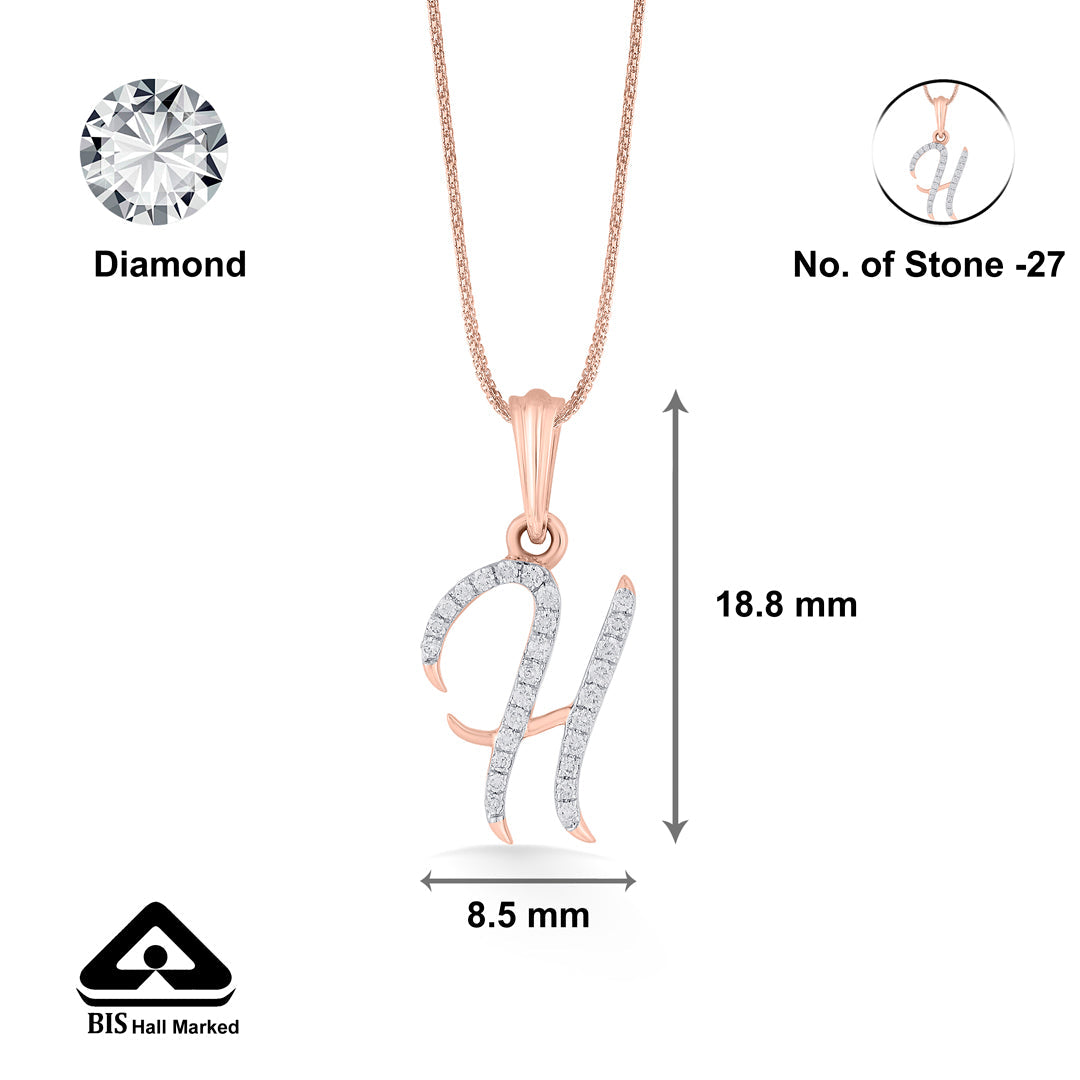 h letter alphabet pendant diamond jewellery