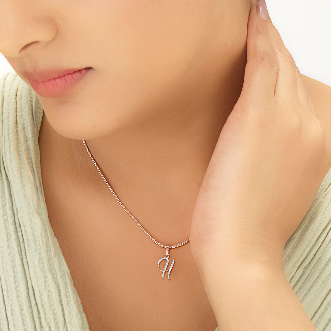 h letter alphabet pendant diamond jewellery