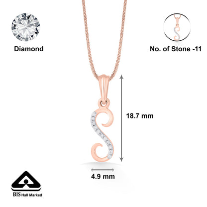 S Letter Alphabet Pendant Diamond Jewellery