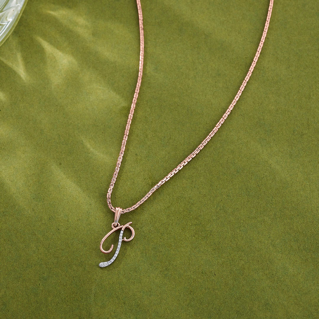 P Letter Alphabet Pendant Diamond Jewellery