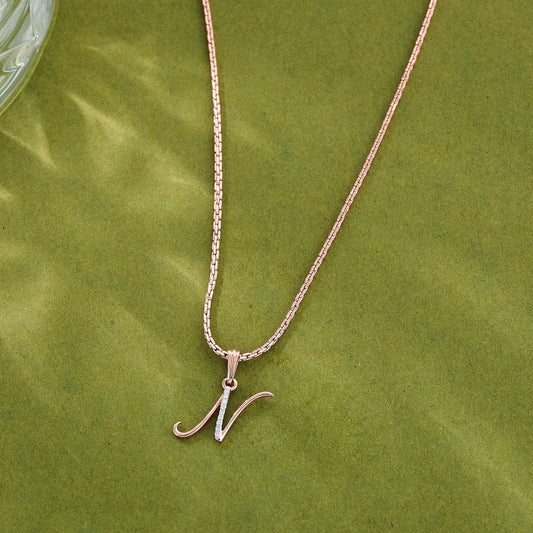 N Letter Alphabet Pendant Diamond Jewellery
