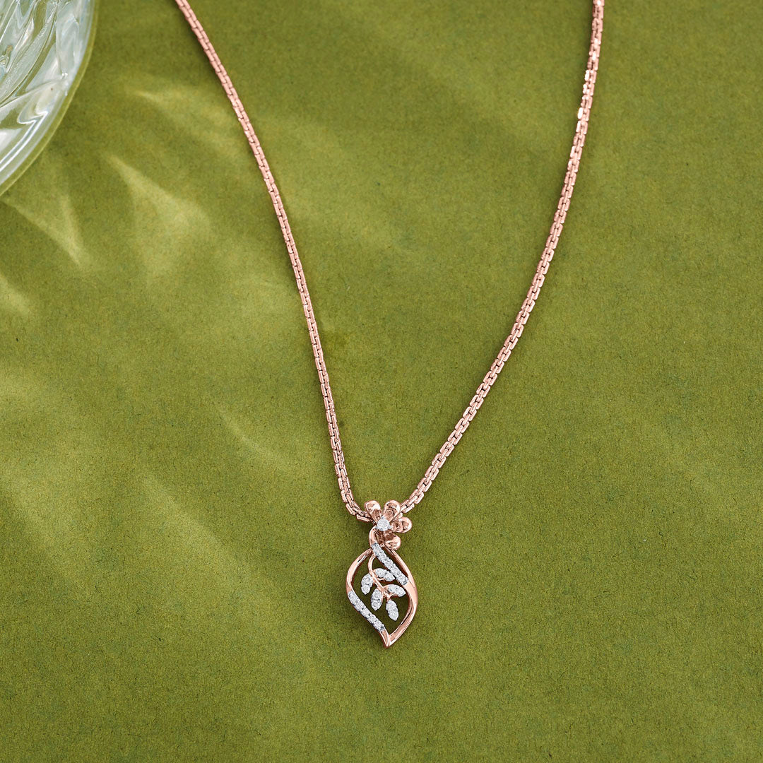 Intricate Leaf Classic Pendant Diamond Jewellery