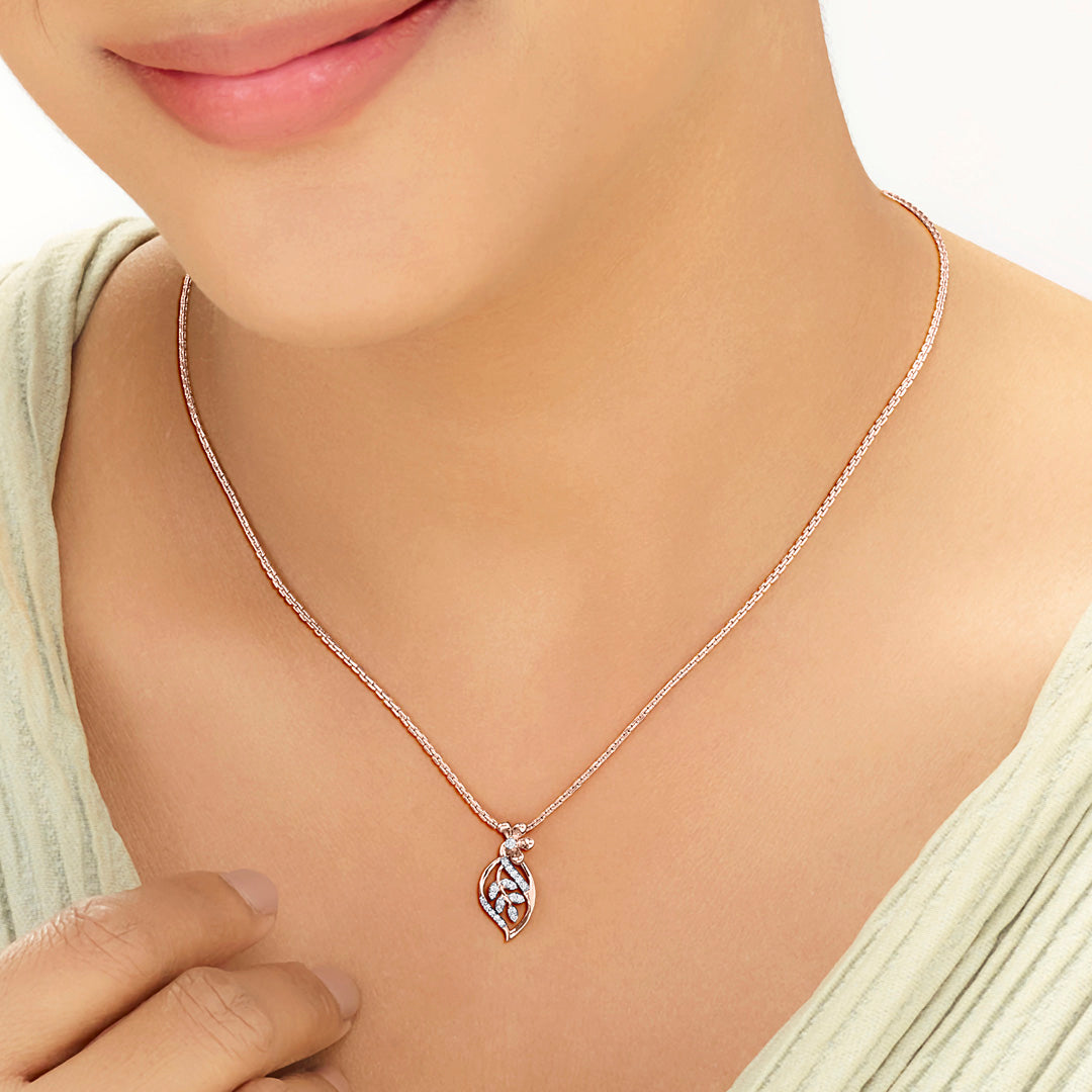Intricate Leaf Classic Pendant Diamond Jewellery
