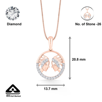 Gemini Charm Zodiac Pendant Diamond Jewellery