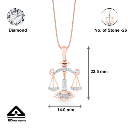 Libra Charm Zodiac Pendant Diamond Jewellery