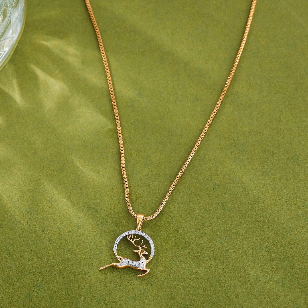 Stag Charm Modern Pendant Diamond Jewellery