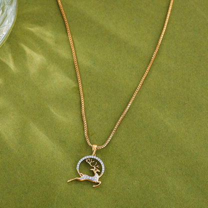 Stag Charm Modern Pendant Diamond Jewellery