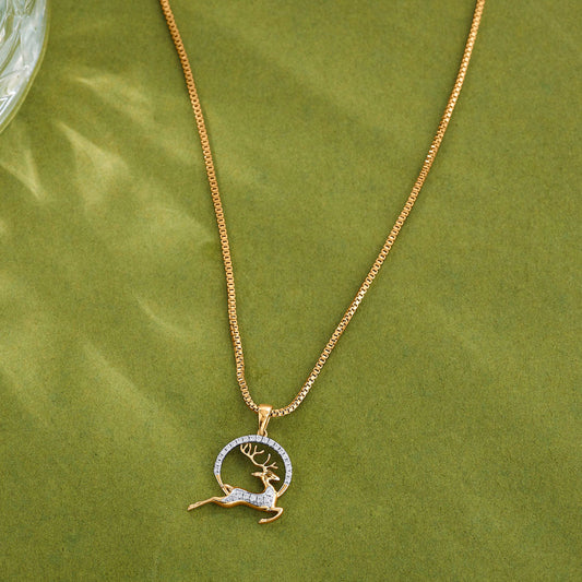 Stag Charm Modern Pendant Diamond Jewellery