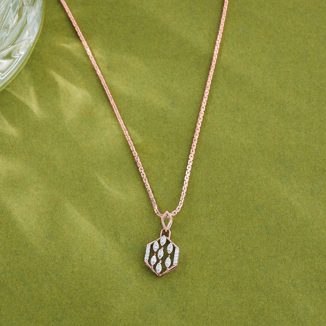 Hexagonal Links Classic Pendant Diamond Jewellery