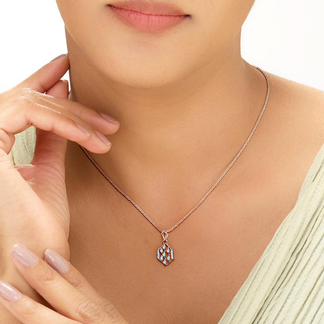 Hexagonal Links Classic Pendant Diamond Jewellery