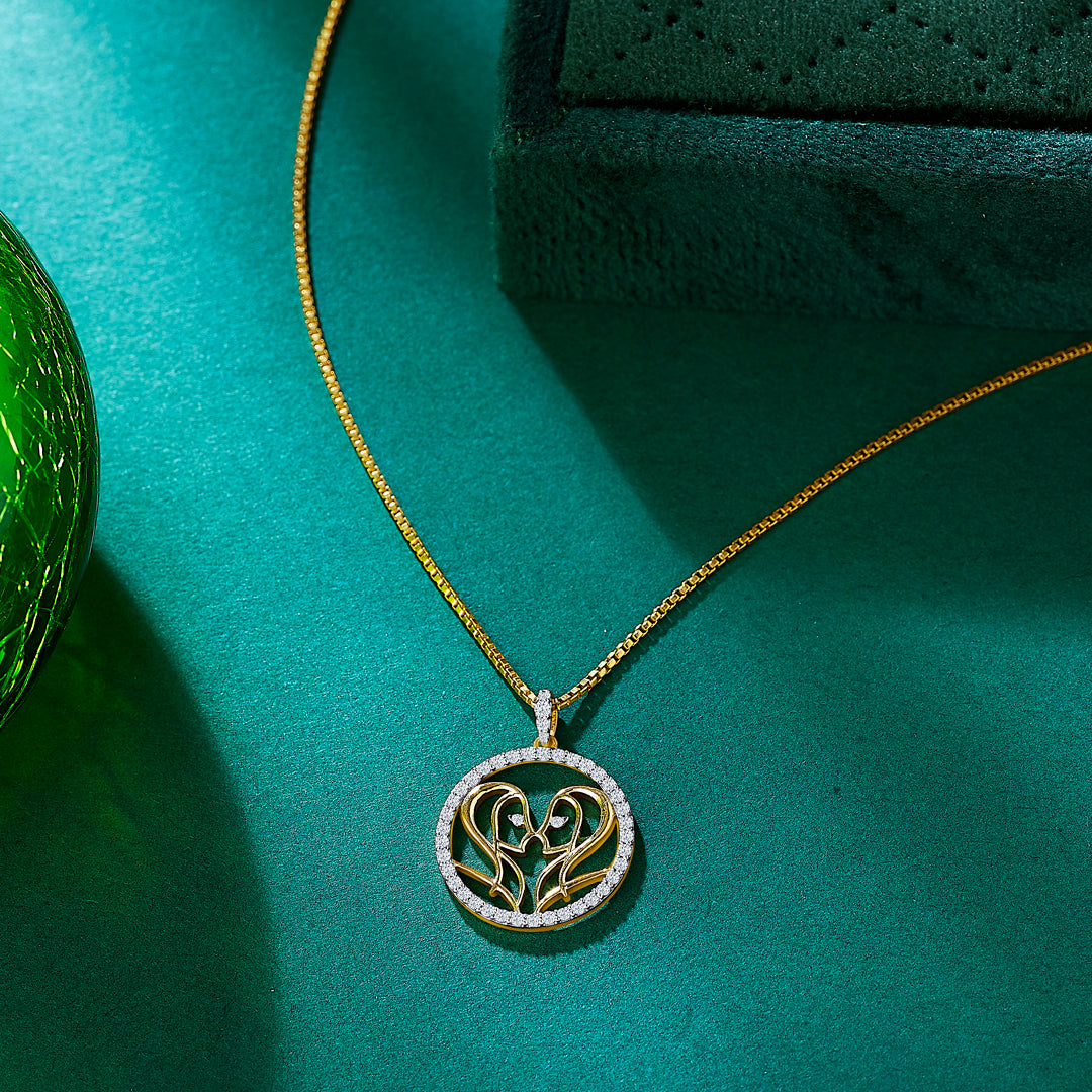 Gemini Yellow Gold & Diamond Zodiac Pendant