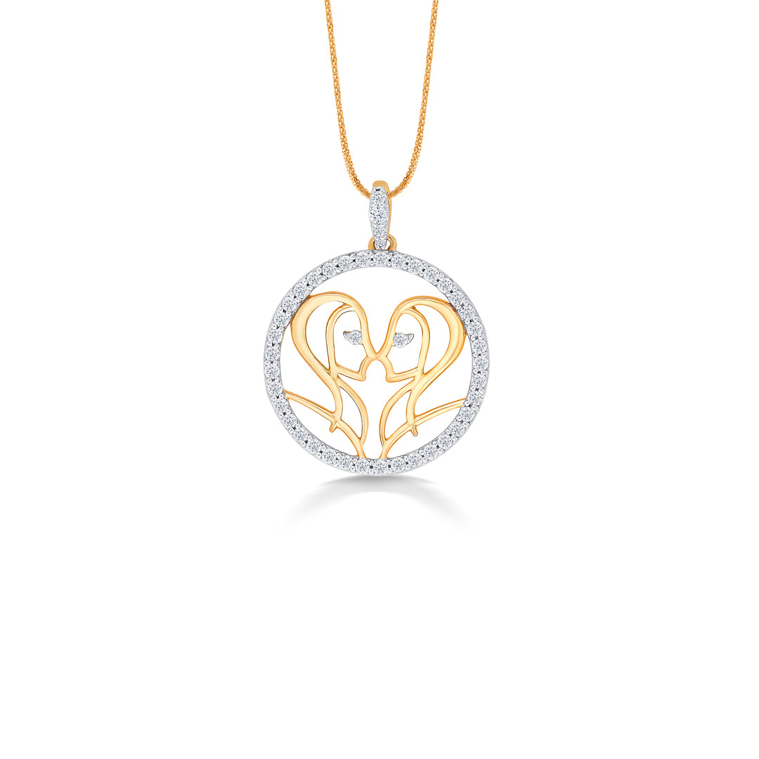 Gemini Yellow Gold & Diamond Zodiac Pendant