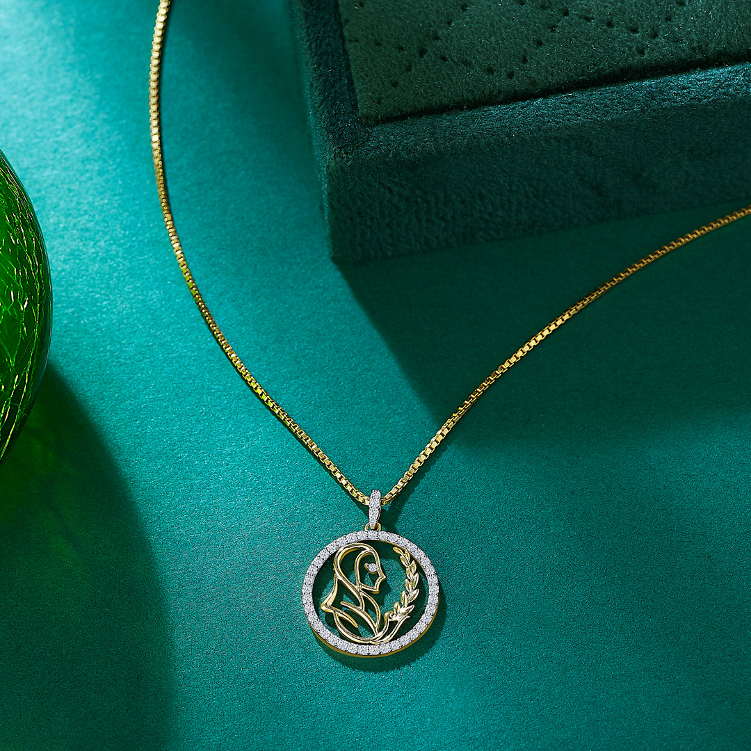 Virgo Yellow Gold & Diamond Zodiac Pendant