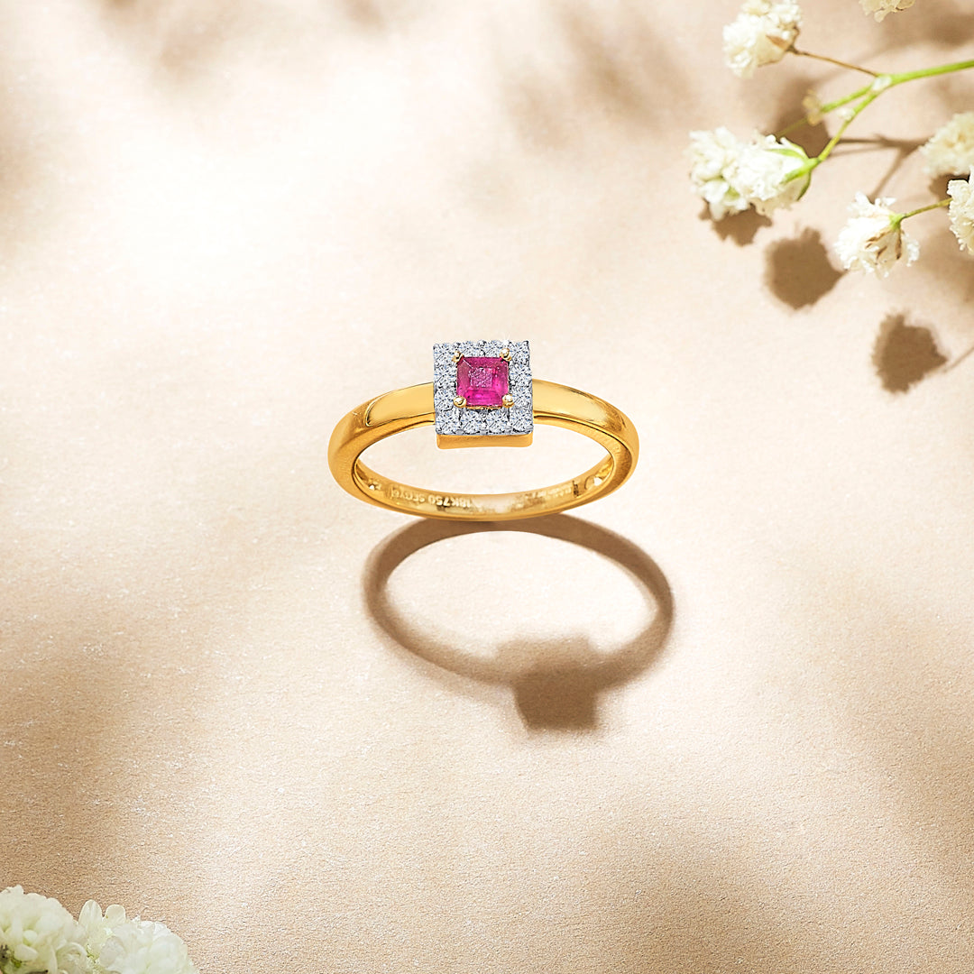 Stellar Stone Yellow Gold & Diamond Ring for Women