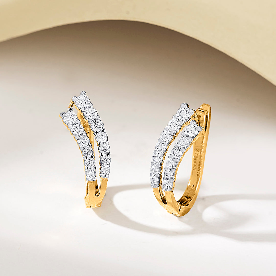 Aurora Twist Gold Stud Diamond Earring for Women
