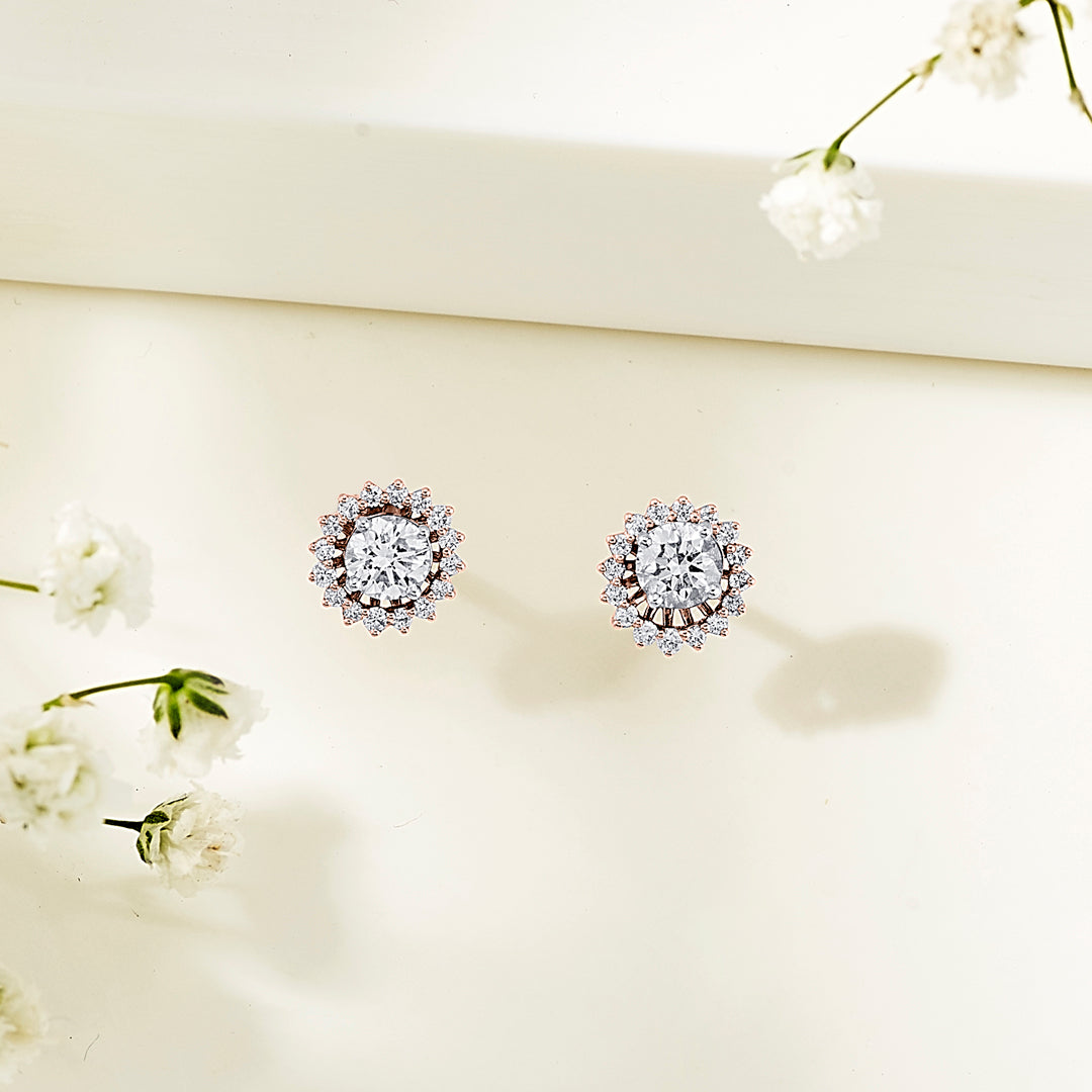 Solar Shimmer Rose Gold Stud Earring for Woman