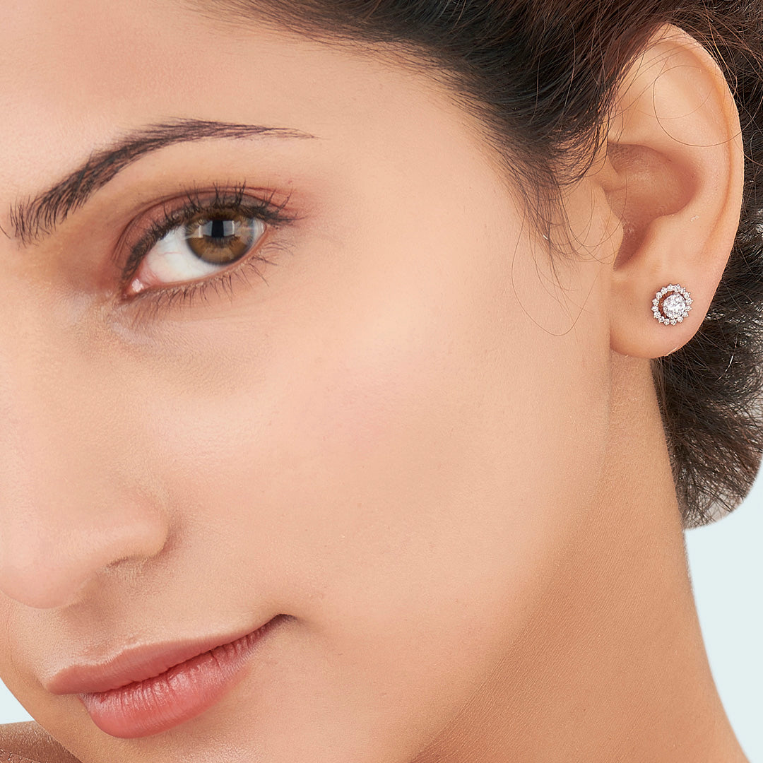 Solar Shimmer Rose Gold Stud Earring for Woman