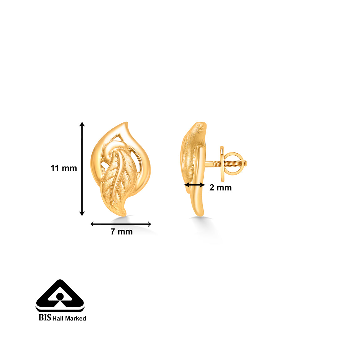 conch charm yellow gold kids earring