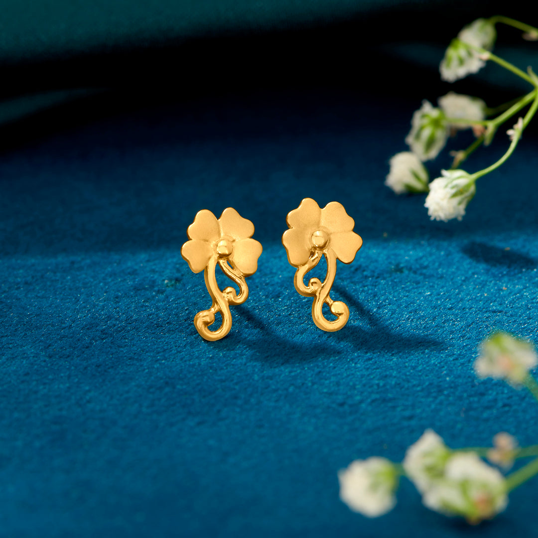 little flora yellow gold kids earring for kid