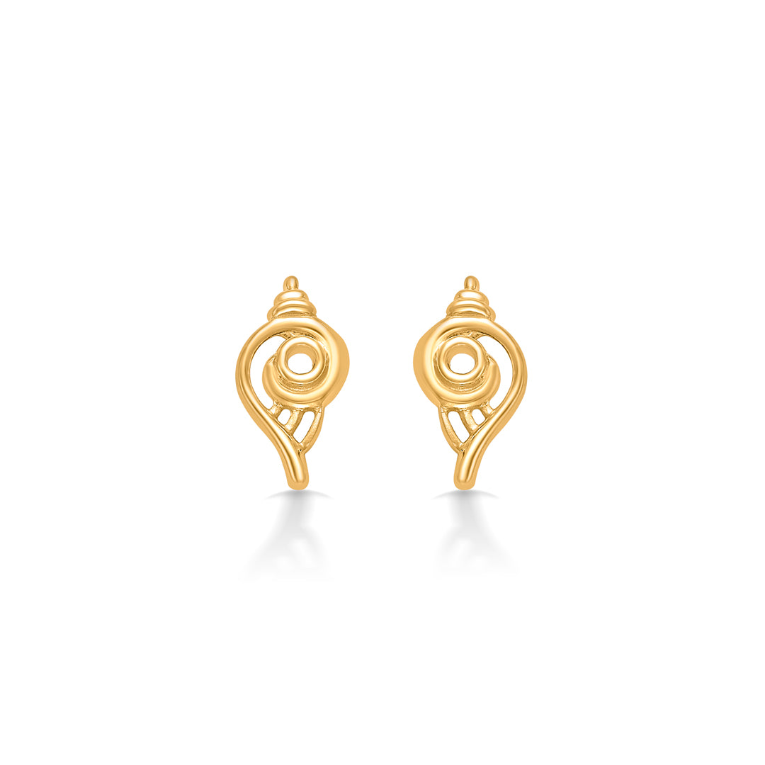 Divine Shankha Yellow Gold Kids Earring