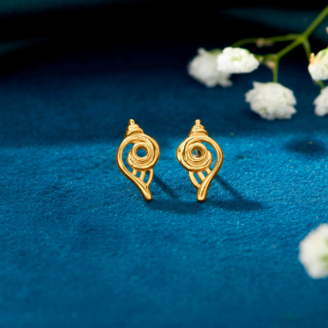 Divine Shankha Yellow Gold Kids Earring