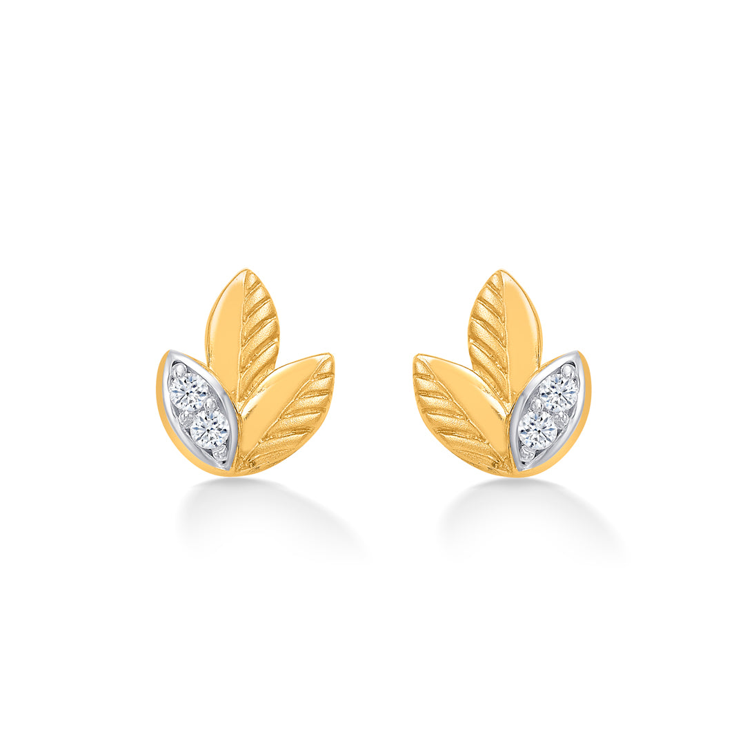 Budding Leaves Yellow Gold Kids Earring