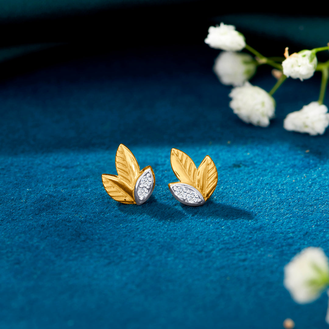 Budding Leaves Yellow Gold Kids Earring
