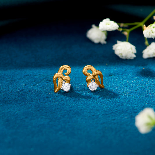 Tiny Greenies Yellow Gold Kids Earring For Kid