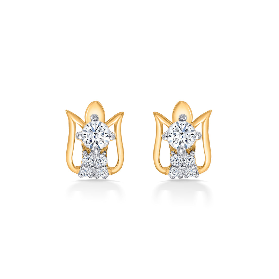 tulip shine yellow gold kids earring