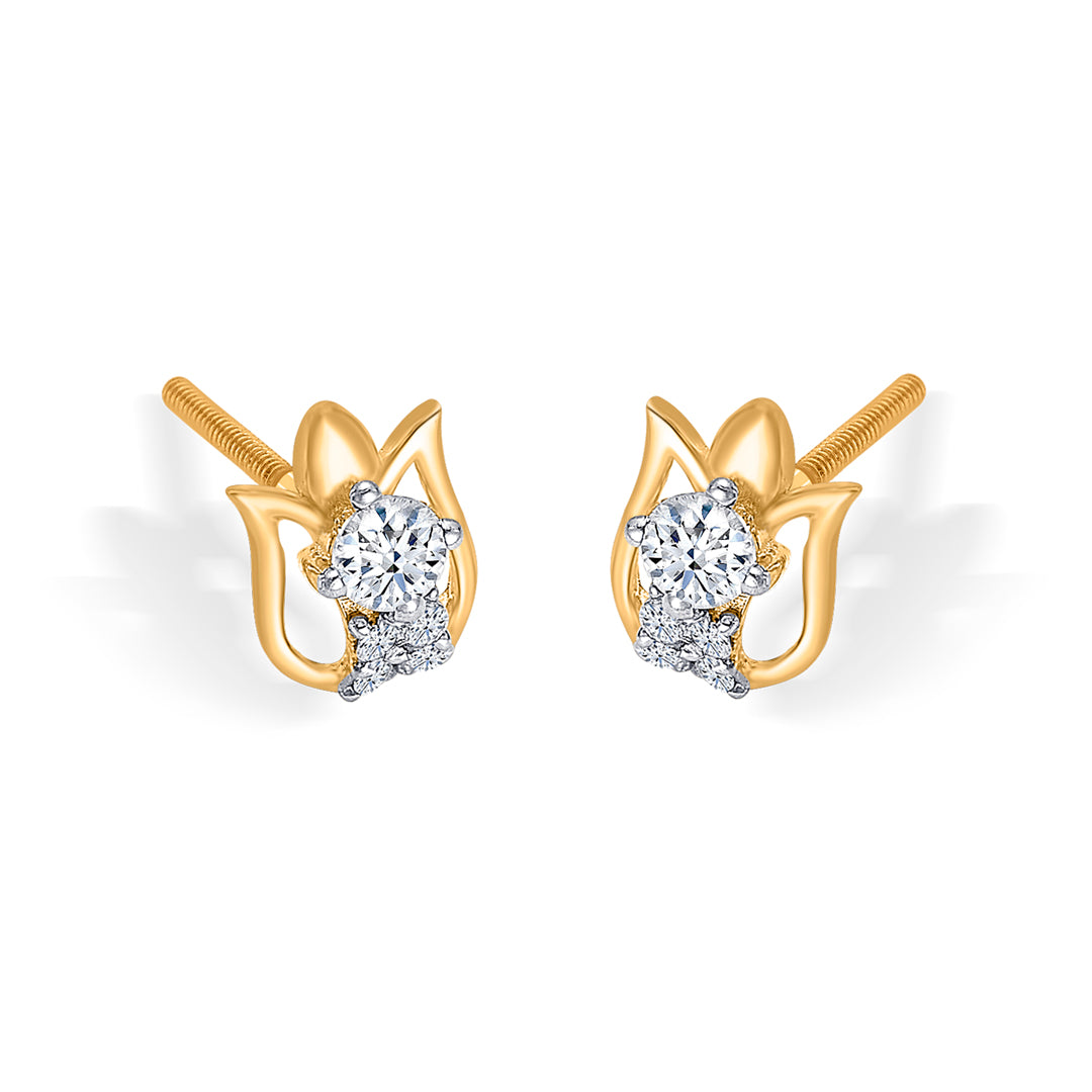 tulip shine yellow gold kids earring