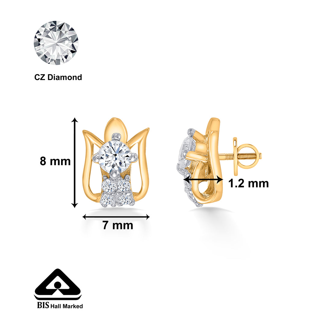 tulip shine yellow gold kids earring