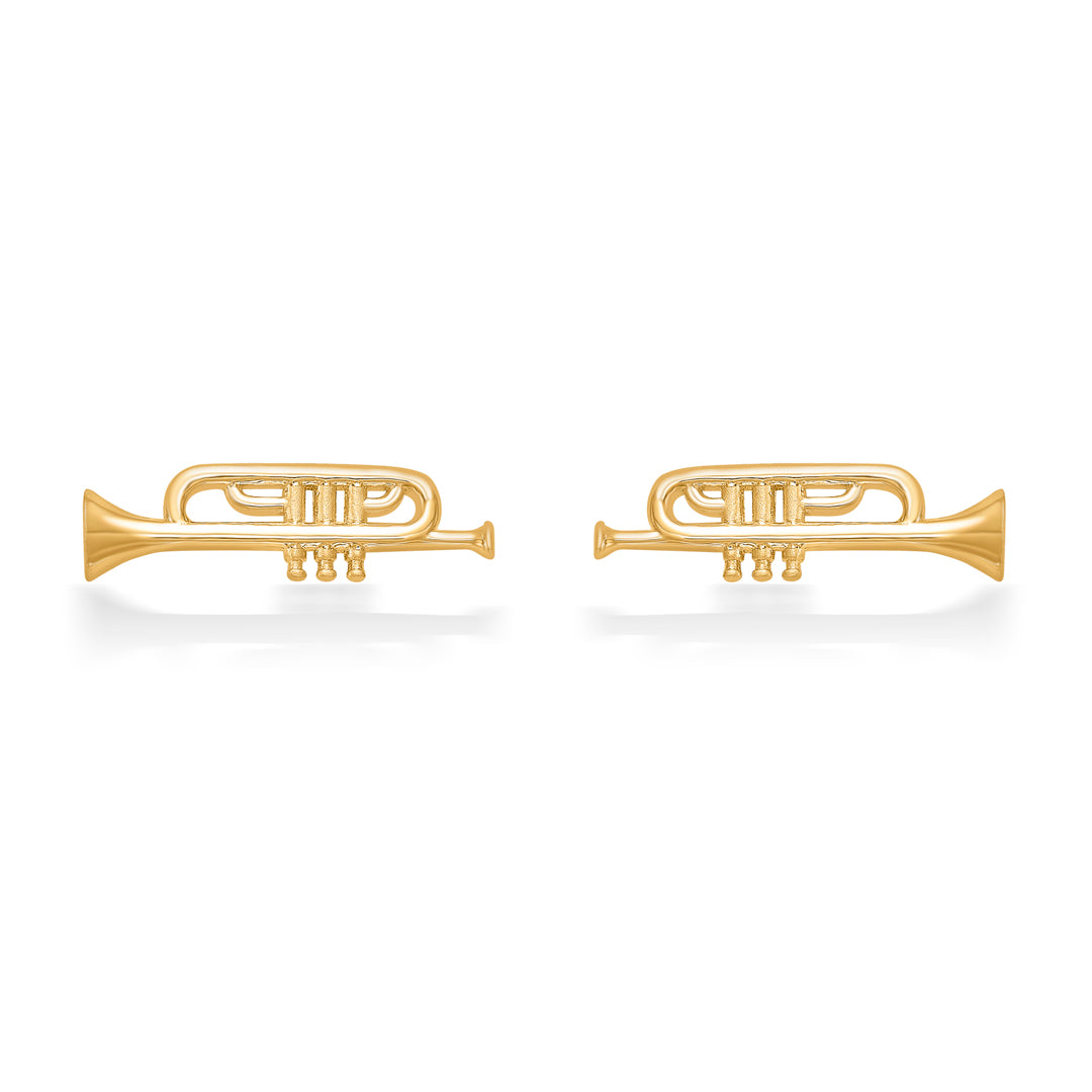 trumpet yellow gold kids earring