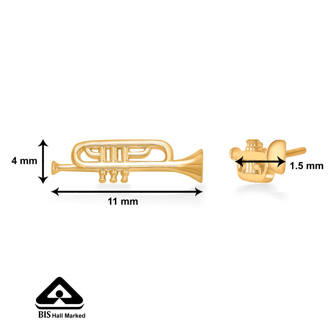 trumpet yellow gold kids earring