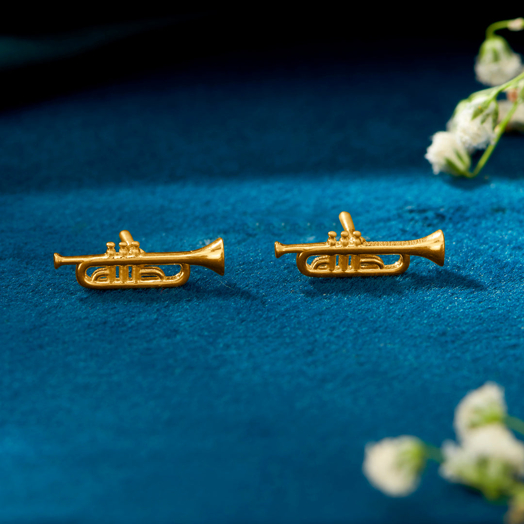 trumpet yellow gold kids earring