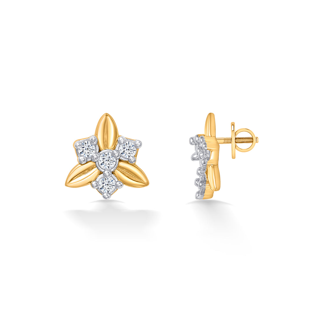 charming petals yellow gold kids earring
