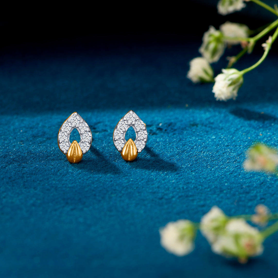 Leaflets Yellow Gold Kids Earring