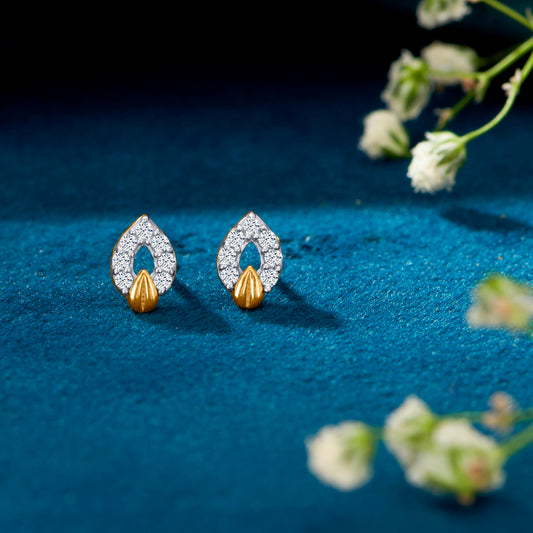 Leaflets Yellow Gold Kids Earring For Kid