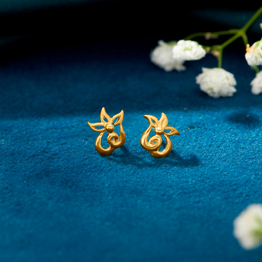 Tiny Blossom Yellow Gold Kids Earring For Kid